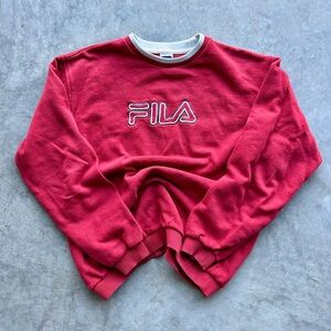 Boys Large Vintage Red Fila Crewneck